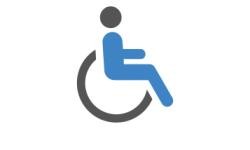 Hier ist ein Symbol von einem Rollstuhlfahrer zu sehen.