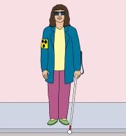 Hier ist ein Bild von einer Blinden Frau zu sehen.