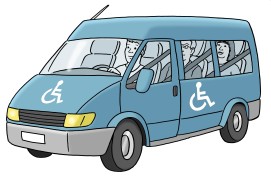 Hier ist ein Bild von einem Behindertenfahrdienstbus zu sehen.