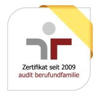 Hier ist das Logo von Zertifikat seit 2009 audit berufundfamilie zu sehen. Hier ist das Logo von Zertifikat seit 2009 audit berufundfamilie zu sehen.