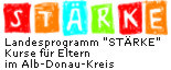 hier ist ein Bild zu sehen mit dem Schriftzug STÄRKE. Landesprogramm "STÄRKE" Kurse für Eltern im Alb-Donau-Kreis