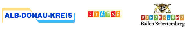 Logo Alb-Donau-Kreis, Logo Stärke, Logo Kinderland Baden-Württemberg  Logo Alb-Donau-Kreis, Logo Stärke, Logo Kinderland Baden-Württemberg