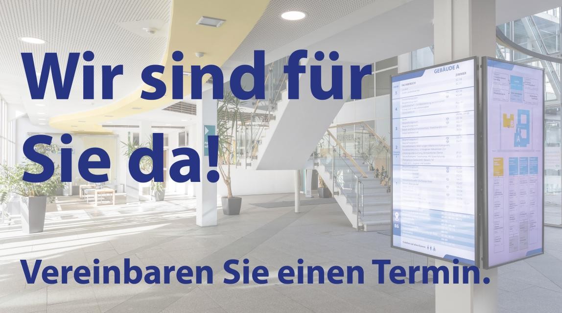 Hier ist ein Bild zu sehen: Der Eingangsbereich des Landratsamtes. Schriftzug: Wir sind für Sie da! Vereinbaren Sie einen Termin. Hier ist ein Bild zu sehen: Der Eingangsbereich des Landratsamtes. Schriftzug: Wir sind für Sie da! Vereinbaren Sie einen Termin.