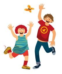 hier ist eine Zeichnung zu sehen: Zwei spielender Kinder hier ist eine Zeichnung zu sehen: Zwei spielender Kinder